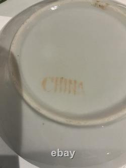 Set of 6 Chinese Rose Medallion Demitasse Cups and Saucers Rooster Design