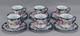 Set Of 6 Nippon Hand Painted Pink Roses Cobalt & Gold Demitasse Cups & Saucers