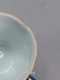 Set of 6 Nippon Hand Painted Pink Roses Cobalt & Gold Demitasse Cups & Saucers