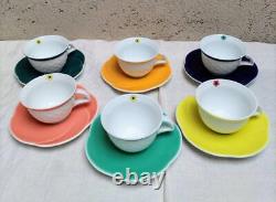 Set of 6 Richard Ginori Margherita Demitasse Cups with Saucers