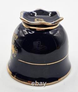 Set of 6 Royal Linoj Seckin Floral Cobalt Blue 24K Gold Demitasse Cups & Saucers