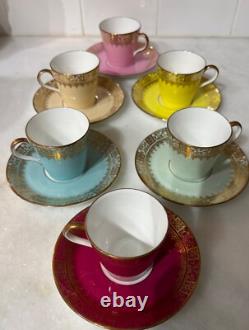Set of 6 Royal Worcester Jones, McDuffee & Stratton Demitasse Cups & Saucers