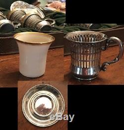 Set of 6 Sterling Silver Demitasse Cups & Saucers China Cup Inserts c. 1910