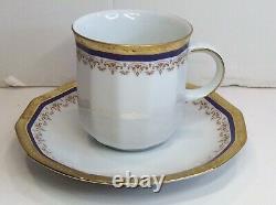 Set of 6 Tirschenreuth Bavaria Demitasse Espresso Cups Saucers Cobalt Blue Gold