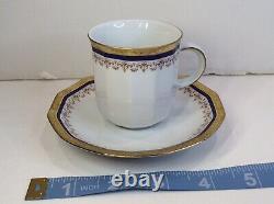 Set of 6 Tirschenreuth Bavaria Demitasse Espresso Cups Saucers Cobalt Blue Gold