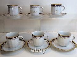 Set of 6 Tirschenreuth Bavaria Demitasse Espresso Cups Saucers Cobalt Blue Gold