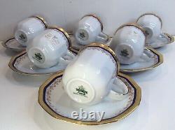 Set of 6 Tirschenreuth Bavaria Demitasse Espresso Cups Saucers Cobalt Blue Gold