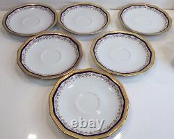 Set of 6 Tirschenreuth Bavaria Demitasse Espresso Cups Saucers Cobalt Blue Gold