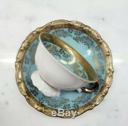Set of 6 Turquoise Gilt Demitasse Cup and Saucer