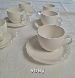Set of 6 Villeroy & Boch Foglia Espresso Demitasse Cups & Saucers White Vitro