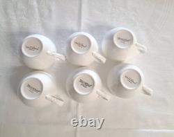 Set of 6 Villeroy & Boch Foglia Espresso Demitasse Cups & Saucers White Vitro