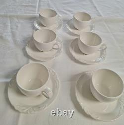 Set of 6 Villeroy & Boch Foglia Espresso Demitasse Cups & Saucers White Vitro