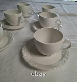 Set of 6 Villeroy & Boch Foglia Espresso Demitasse Cups & Saucers White Vitro