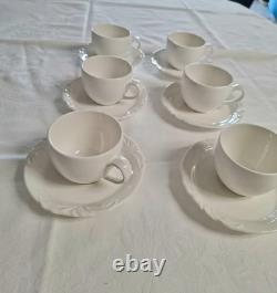 Set of 6 Villeroy & Boch Foglia Espresso Demitasse Cups & Saucers White Vitro