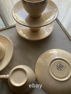 Set of 6 Vintage 1926-31 Leigh Ware Art Potter Umber Demitasse Cups & Saucers