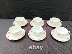 Set of 6 Vintage Zsolnay Pecs Hungary DEMITASSE Cups & Saucers Roses Flowers