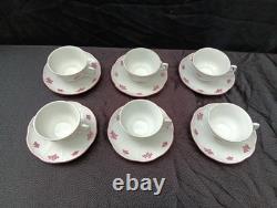 Set of 6 Vintage Zsolnay Pecs Hungary DEMITASSE Cups & Saucers Roses Flowers