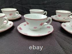 Set of 6 Vintage Zsolnay Pecs Hungary DEMITASSE Cups & Saucers Roses Flowers