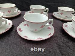 Set of 6 Vintage Zsolnay Pecs Hungary DEMITASSE Cups & Saucers Roses Flowers