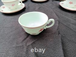 Set of 6 Vintage Zsolnay Pecs Hungary DEMITASSE Cups & Saucers Roses Flowers