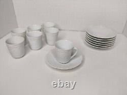 Set of 7 Limoges France White Porcelain Tea Expresso Demitasse Cups & Saucers