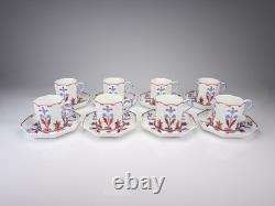 Set of 8 Antique Wedgwood Octagonal Purple Lustre Demitasse Cups & Saucers W618
