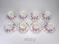 Set of 8 Antique Wedgwood Octagonal Purple Lustre Demitasse Cups & Saucers W618