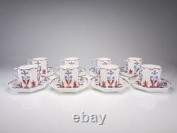 Set of 8 Antique Wedgwood Octagonal Purple Lustre Demitasse Cups & Saucers W618