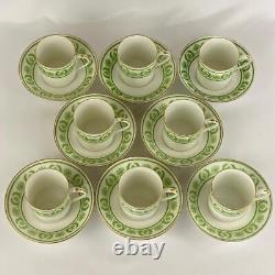 Set of 8 Limoges c1930 French Porcelain Gold Gilt Demitasse Coffee Cup & Saucers