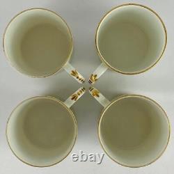 Set of 8 Limoges c1930 French Porcelain Gold Gilt Demitasse Coffee Cup & Saucers