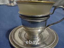 Set of 8 Sterling Silver Demitasse Cups and Saucers with Lenox Liners