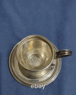 Set of 8 Sterling Silver Demitasse Cups and Saucers with Lenox Liners