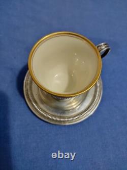 Set of 8 Sterling Silver Demitasse Cups and Saucers with Lenox Liners