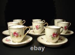 Set of 8 Tirschenreuth Porcelain The Ascot Demitasse Cups and Saucers Pink Roses