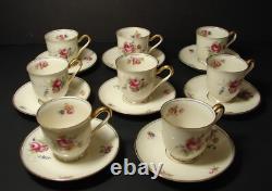 Set of 8 Tirschenreuth Porcelain The Ascot Demitasse Cups and Saucers Pink Roses