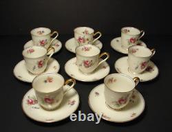 Set of 8 Tirschenreuth Porcelain The Ascot Demitasse Cups and Saucers Pink Roses