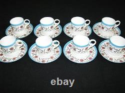 Set of 8 Vintage/Antique Royal Crown Derby Demitasse Cups & Saucers Hand Painted