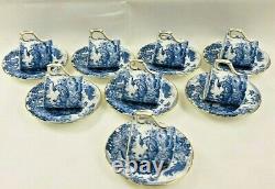 Set of 8 Vintage Royal Crown Derby Demitasse Cups and Saucers BLUE AVES