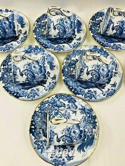 Set of 8 Vintage Royal Crown Derby Demitasse Cups and Saucers BLUE AVES