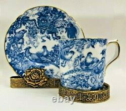 Set of 8 Vintage Royal Crown Derby Demitasse Cups and Saucers BLUE AVES