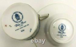 Set of 8 Vintage Royal Crown Derby Demitasse Cups and Saucers BLUE AVES