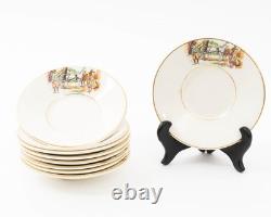 Set of 9 Antique Bygone Days Demitasse Cups & Saucers Made in England for P. V