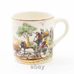 Set of 9 Antique Bygone Days Demitasse Cups & Saucers Made in England for P. V