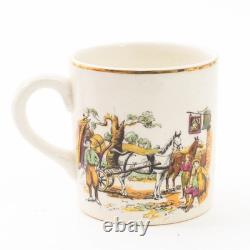 Set of 9 Antique Bygone Days Demitasse Cups & Saucers Made in England for P. V