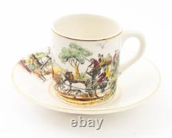 Set of 9 Antique Bygone Days Demitasse Cups & Saucers Made in England for P. V