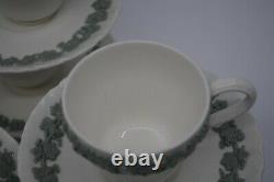 Set of 9 Wedgwood Queensware Celadon on Cream Demitasse Cups and Saucers with box