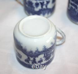 Set of Blue Willow 7 Demitasse Lithophane Cups & 8 Demitasse Saucers