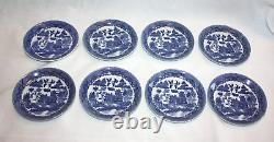 Set of Blue Willow 7 Demitasse Lithophane Cups & 8 Demitasse Saucers