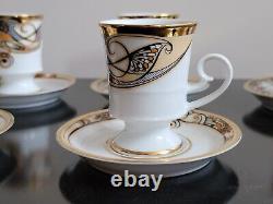 Set of SIX Hollohaza Hungary Porcelain Demitasse Cups & Saucers EXC