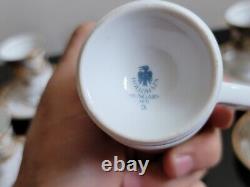 Set of SIX Hollohaza Hungary Porcelain Demitasse Cups & Saucers EXC